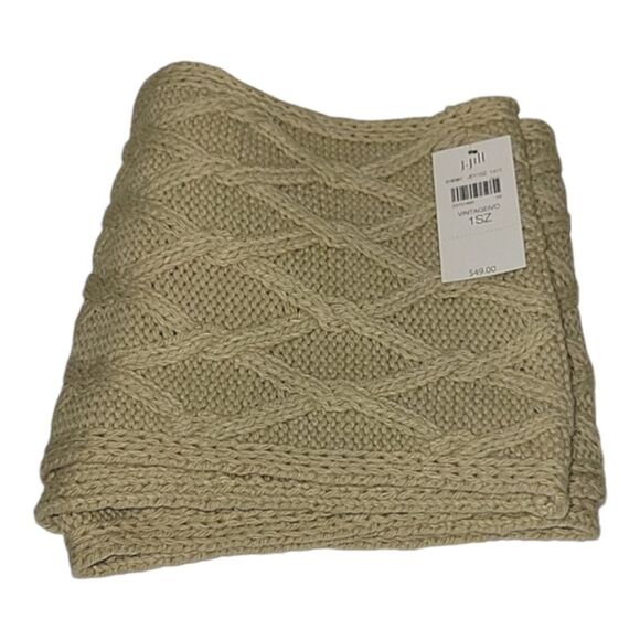 J. Jill Pure Jill Wool Blend Cable Knit Infinity Scarf Tan NWT - Picture 7 of 7